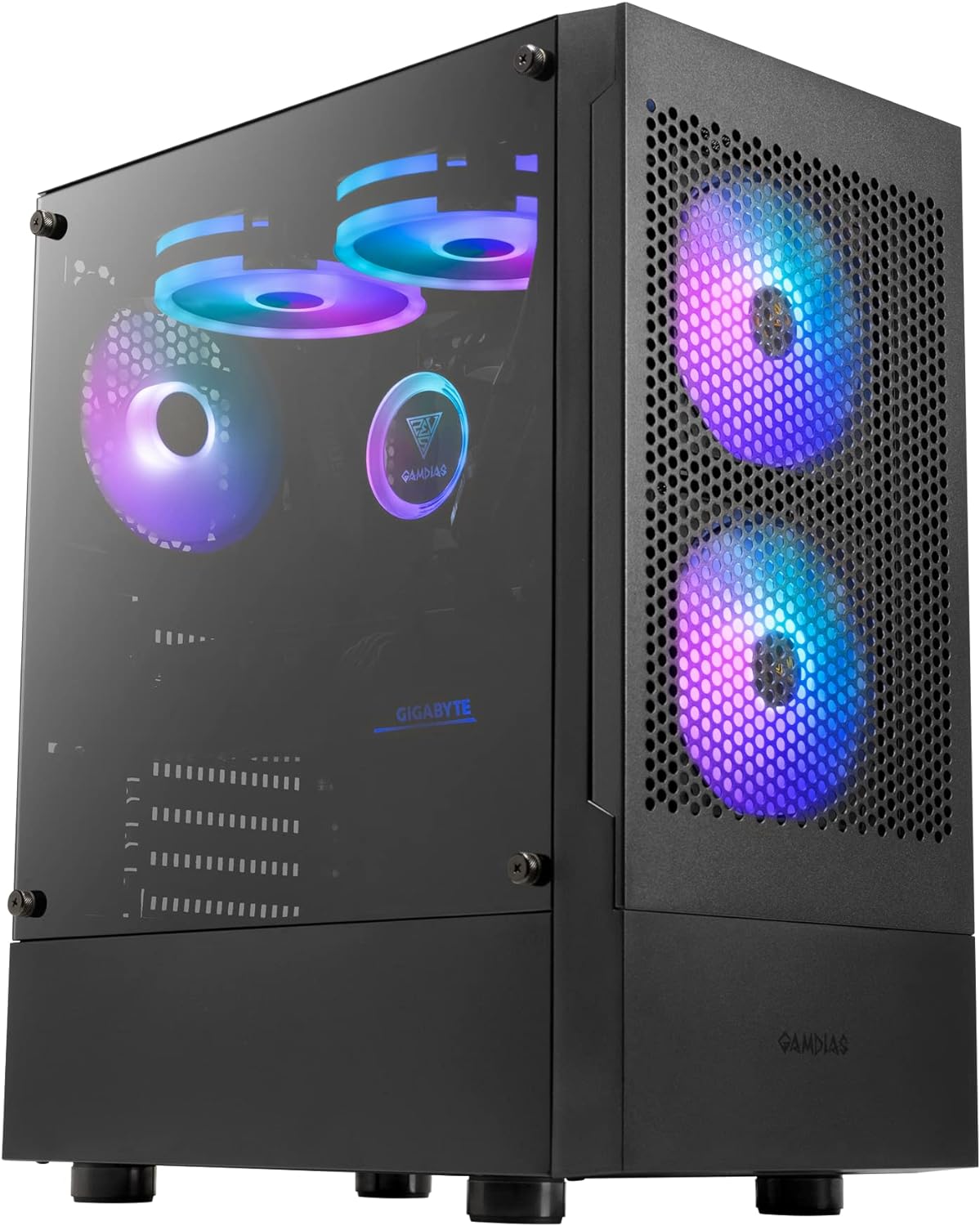 TAL-E3MESH-EL-BK GAMDIAS TALOS E3 MESH ELITE BLACK PC CASE GAMDIAS TALOS E3 MESH ELITE PC CASE ,  ATX Gaming Computer Cases, Mid Tower, Pre-installed 3 ARGB PWM Fans , Tempered Glass Panel, Airflow Mesh, Support Dual 360 - BLACK