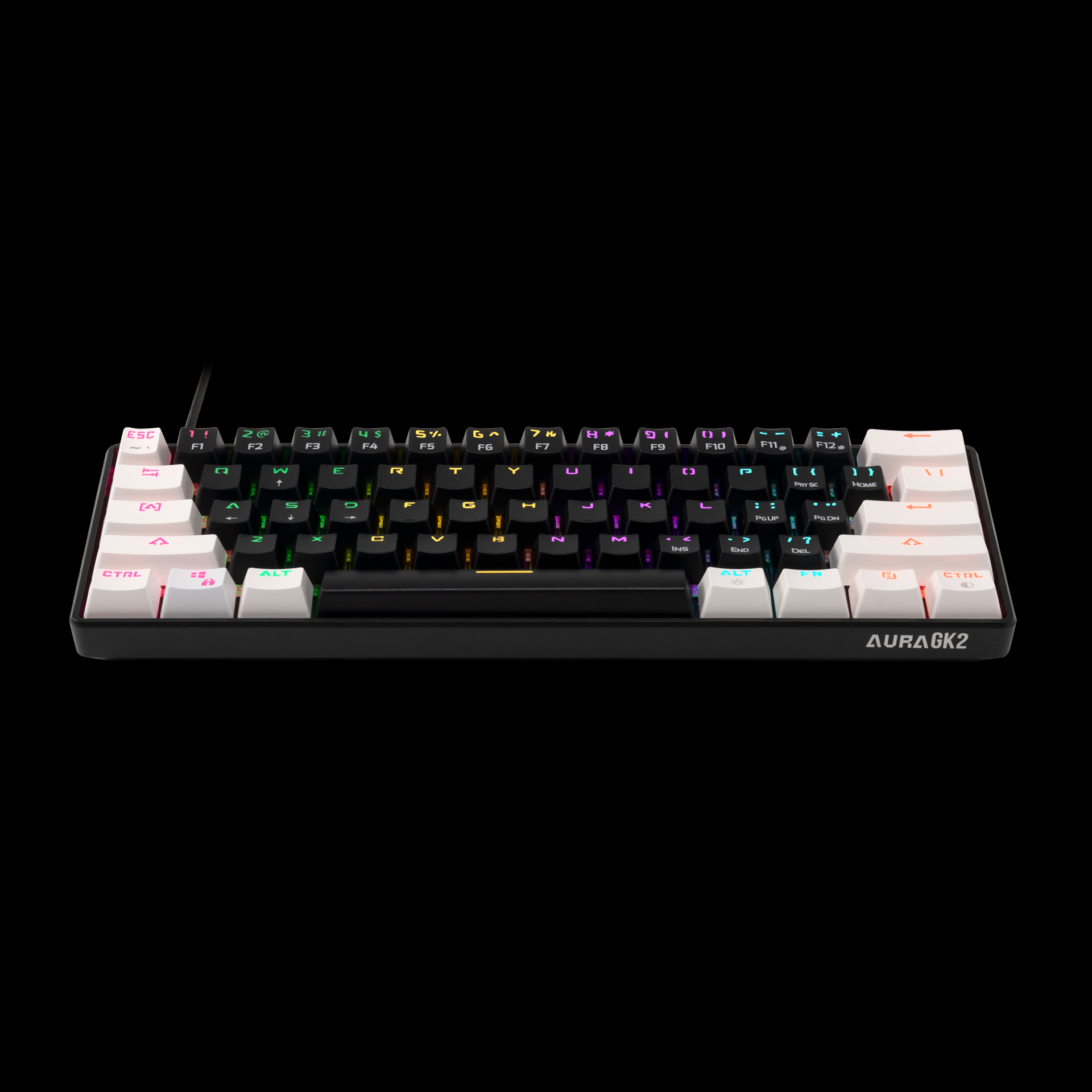 AURA-GK2-WB GAMDIAS GK2 61 Key Mechanical Red Switch GAMDIAS Aura GK2 BLACK & WHITE 60% Mechanical Gaming Keyboard Red Switches | 61 Key Tactile Mechanical Switches | RGB Multi-Colour Backlit Switches | 10 Built-in Hot Keys  | USB-A Connectivity  GAMDIAS GK2 61 Key Mechanical Red Switch GAMDIAS GK2 61 Key Mechanical Red Switch