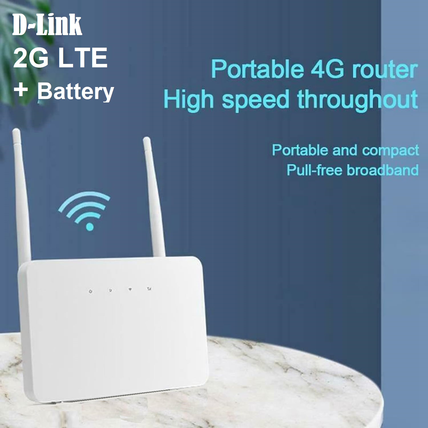 DWR-M921B D Link 4G LTE CAT 4 Router N300 WiFi Modem D-Link 4G LTE CAT 4 Router N300 WiFi Modem + Battery,  150Mbps Mobile Speed , 300 Mbps WiFi Hotspot , SIM Card To Network Cable RJ45 LAN WAN with Two External Antenna - WHITE 