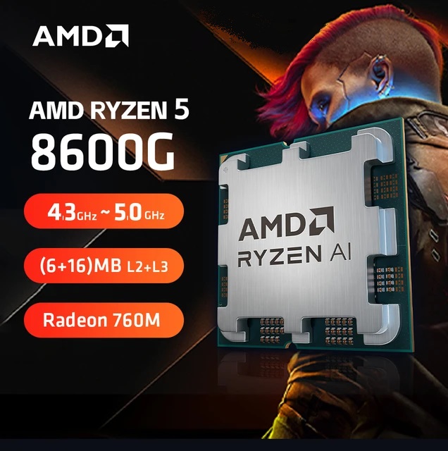 RYZEN5-8600G-BOXED AMD Ryzen 5 8600G 6-Core Socket AM5 AMD Ryzen 5 8600G - Ryzen 5 8000-G Series 6-Core 4.3 GHz Socket AM5 65W AMD Radeon 760M Processor - AI Accelerators - AMD Wraith Stealth Cooler Included - 100-100001237BOX