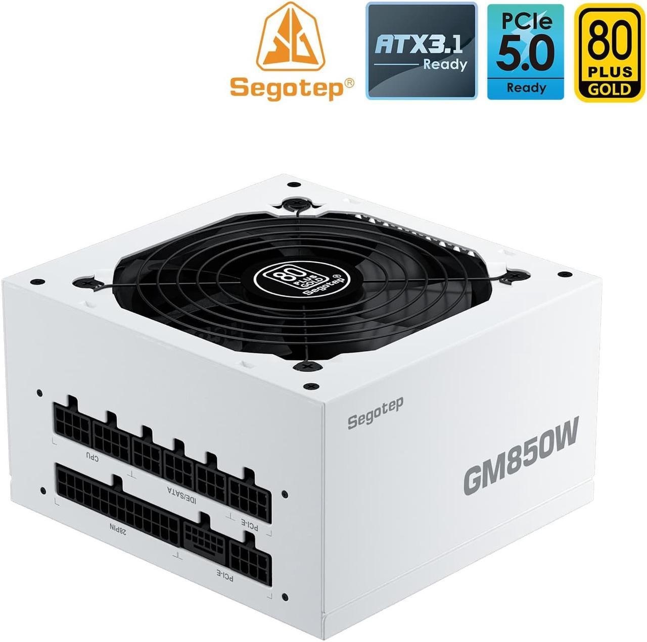 GM8500W-ATX-3.1-WH White PSU 850W 80Plus Gold PCIe 5 Full Modular Segotep GM8500W White 850W PCIe 5.0 Full Modular 80 Plus Gold PSU ATX 3.1 Gaming Power Supply, 12VHPWR Cable, 12+4PIN port and Dual 6+2Pin ports for Different Graphics Cards, Silent Fan mode | WHITE 