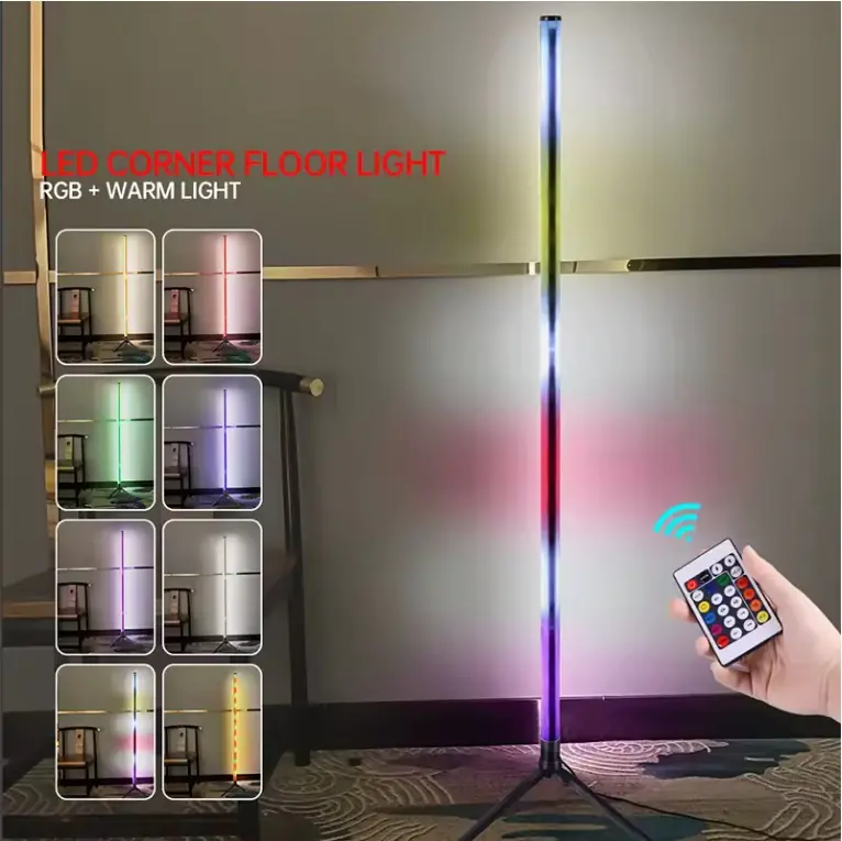 LED-CORNER-FLOOR Smart RGB LED Floor Lamp with Remote Control 103CM RGB LED Floor Lamp with Smart Remote Control ; RGB + Warm White ; USB DC 6V 1A ; Smart Control Via Tuya APP or Included Remote Control ; 5W Power Consumption | LED-CORNER-FLOOR