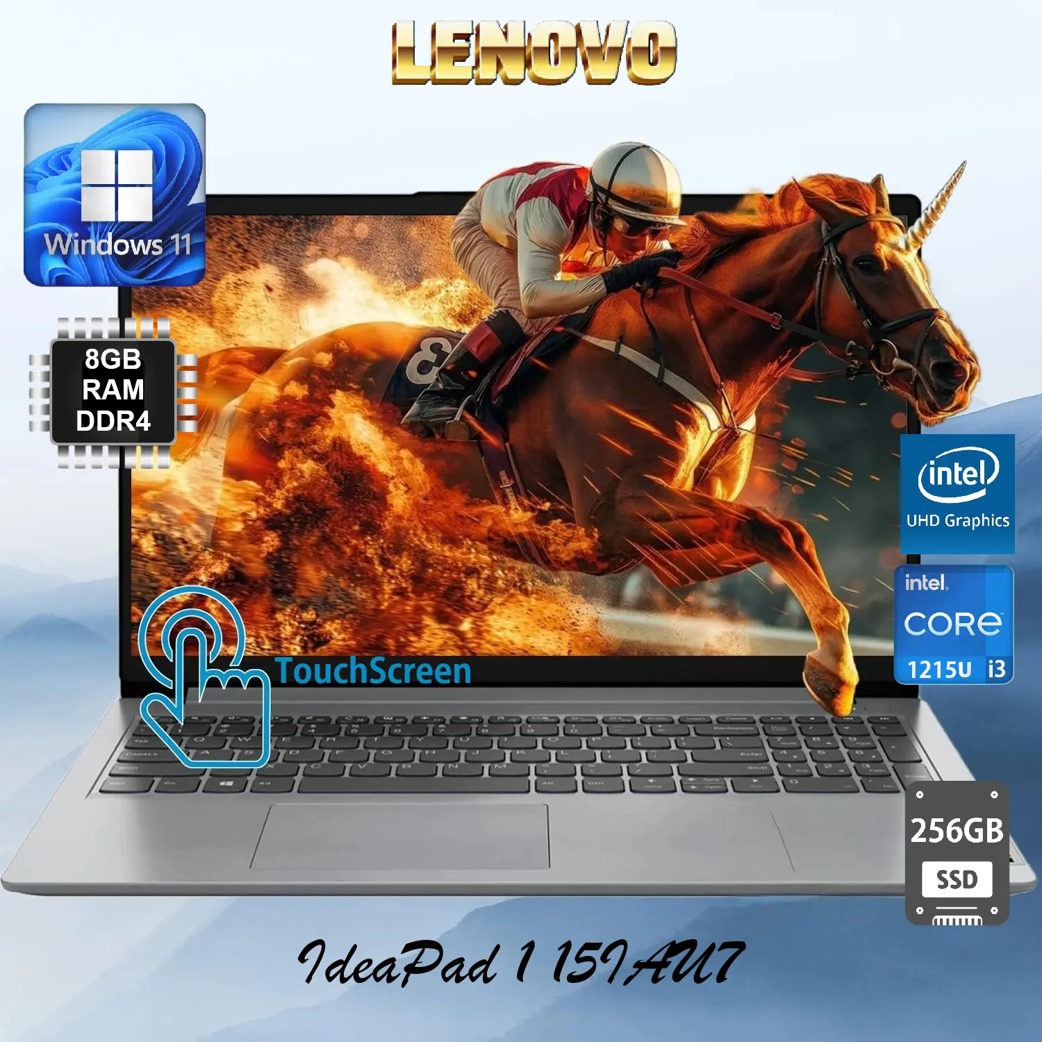 82QD00DHUS Lenovo IdeaPad Touchscreen 8GB RAM Windows 11 Lenovo IdeaPad 1 15IAU7 Intel® Core™ i3-1215U | 8 GB RAM DDR4 , 256GB SSD NVMe® | Touchscreen 15.6 Inch FHD IPS Display | Intel® UHD Graphics | Windows® 11 Home in S mode |  Cloud Gray