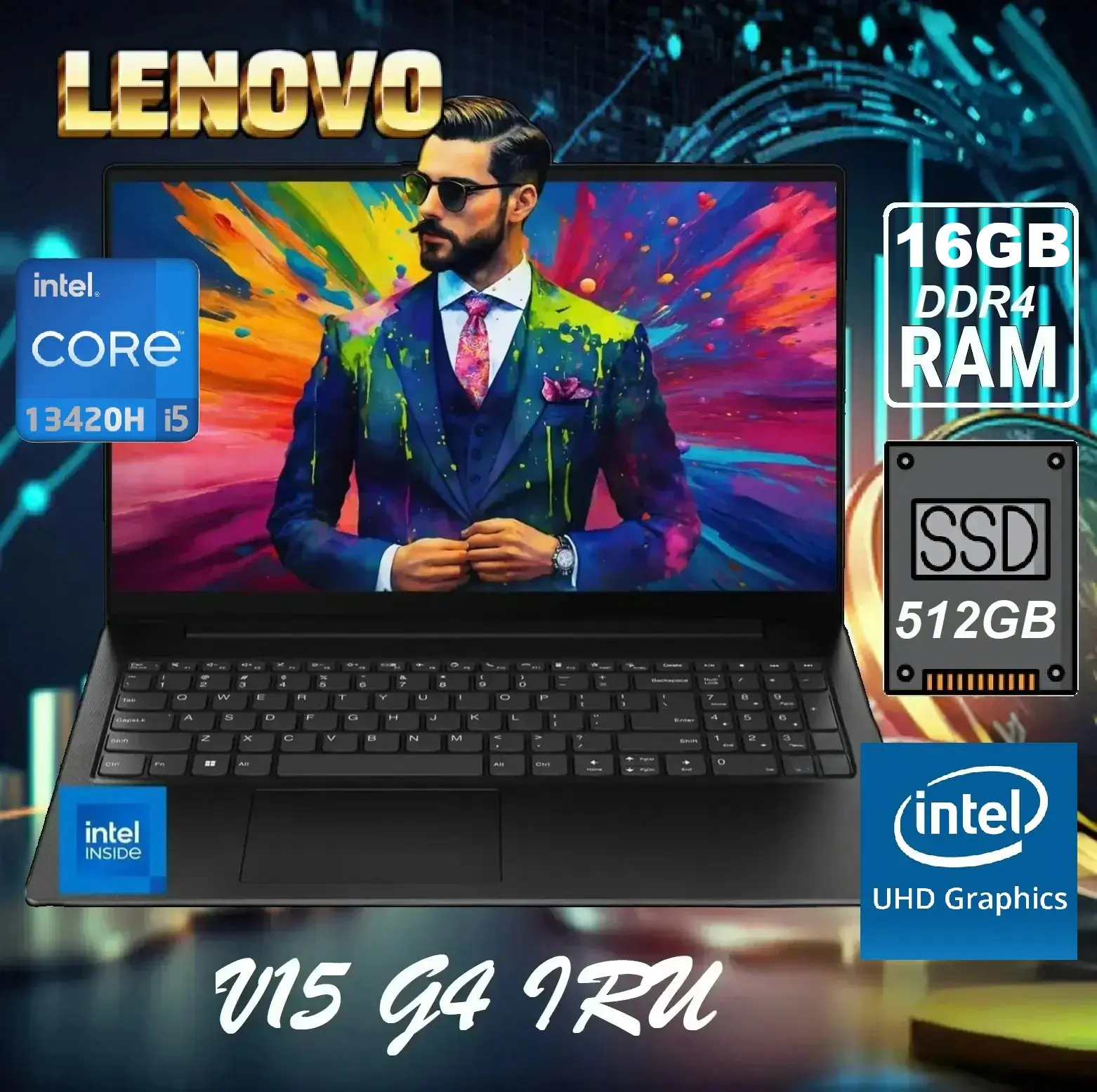 83A100LPPB Lenovo V15 i5-13420H 16GB RAM 512 SSD  Lenovo V15 G4 IRU  Intel® Core™ i5-13420H |  16GB DDR4 RAM , 512GB SSD NVMe® | 15.6" FHD TN Display | DOS | Intel® UHD Graphics | Business Black