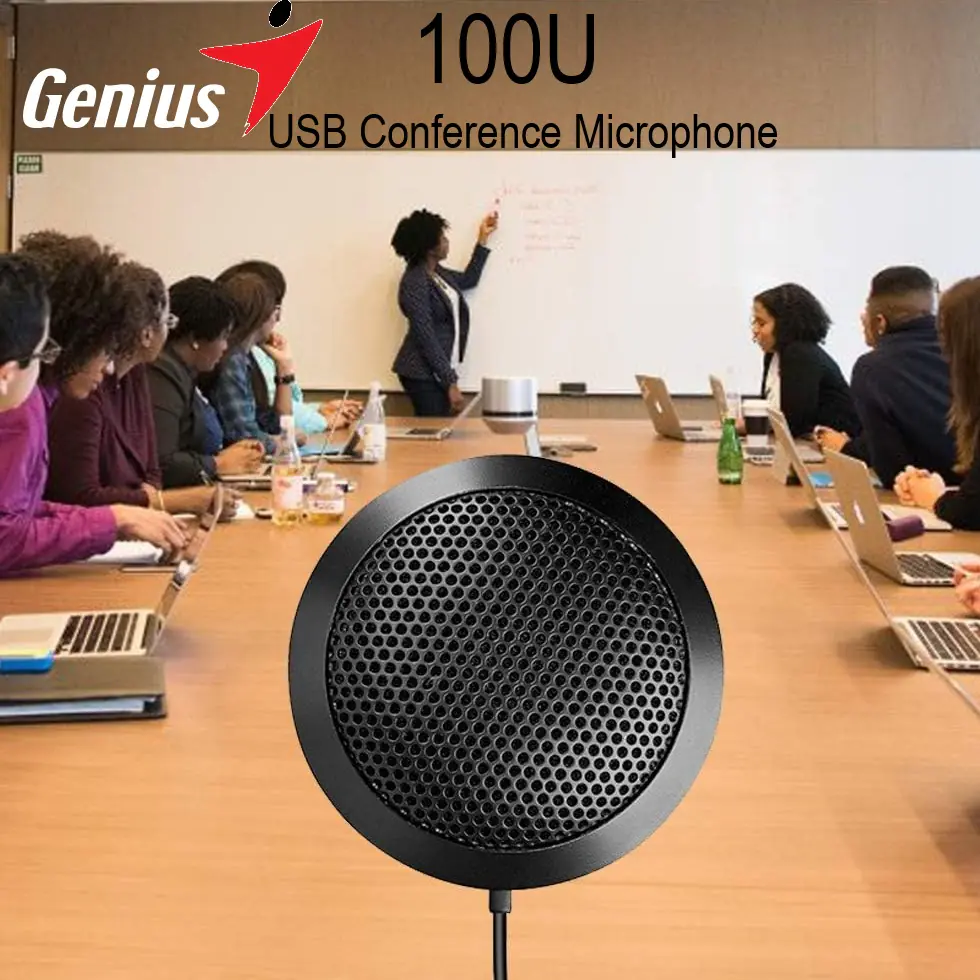 MIC-100U Genuis USB Conference Microphone for Computer, 360° Omnidirectional Condenser PC Microphones with Plug & Play Compatible with Mac OS X Windows for Video Meeting, Gaming, Chatting, Skype |MIC-100U