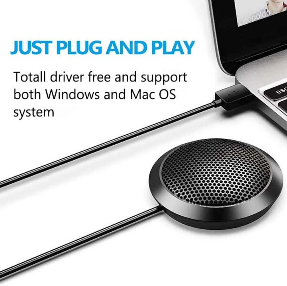 MIC-100U Genuis USB Conference Microphone for Computer, 360° Omnidirectional Condenser PC Microphones with Plug & Play Compatible with Mac OS X Windows for Video Meeting, Gaming, Chatting, Skype |MIC-100U