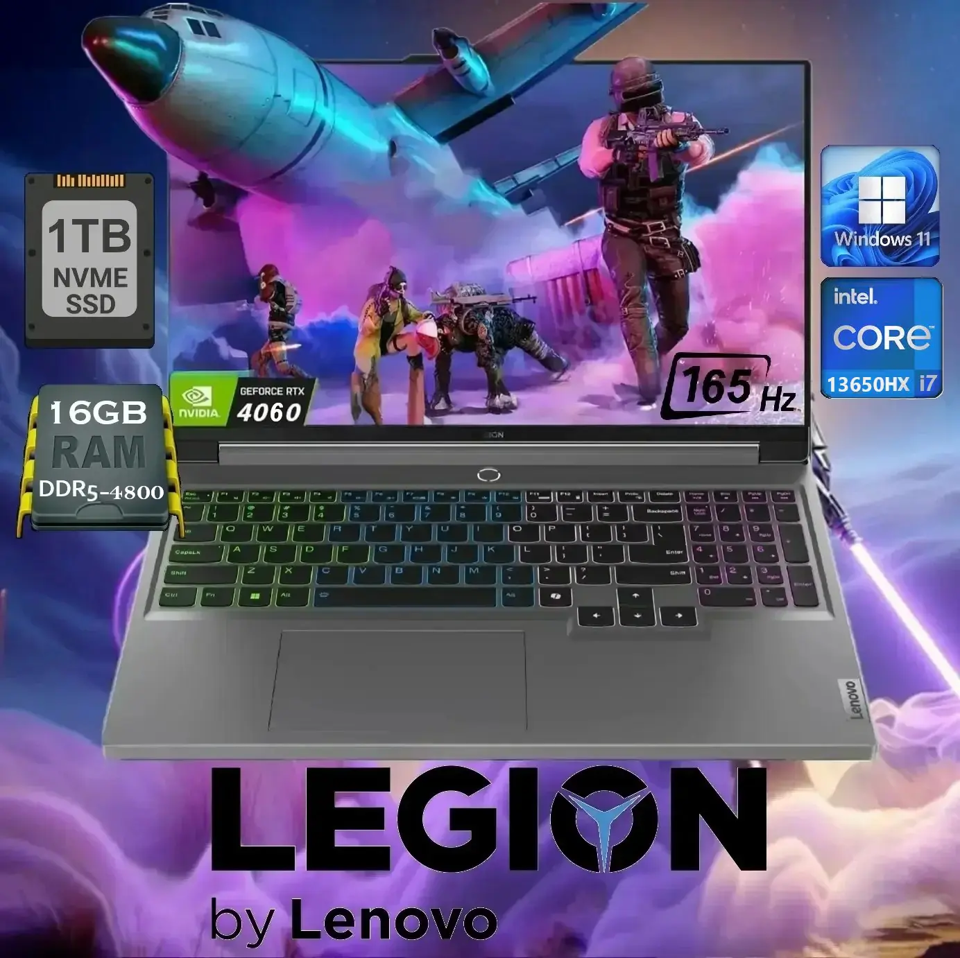 83DG00G8AU AI-Powered Legion 5 i7-13650HX RTX 4060 1TB LENOVO AI-Powered Legion 5 16IRX9 Intel® Core™ i7-13650HX | 16GB DDR5 RAM ; 1TB SSD | RTX™ 4060 , 8GB |  16" WQXGA IPS Display 165Hz | 4-Zone RGB Backlit Keyboard | Windows® 11 | Luna Grey