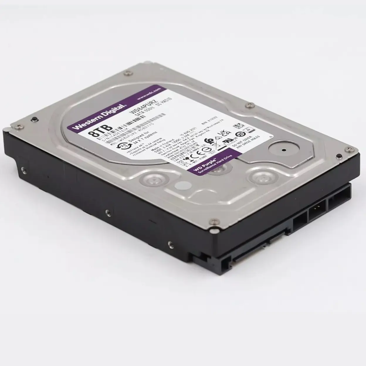 WD84PURZ-85B2YY0 Western Digital Purple 8TB HDD Surveillance Western Digital Purple 8TB Surveillance Hard Disk Drive - 5400 RPM Class SATA 6 Gb/s 256MB Cache  3.5 Inch - Designed for 24x7 Systems - Supports up to 64 HD CCTV Cameras | WD84PURZ