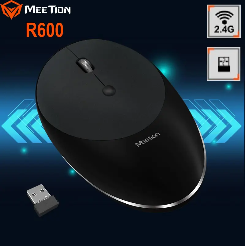 MEETION-MT-R600-B Rechargeable Wireless Mouse R600 with 1600 DPI MEETION Rechargeable Wireless Mouse R600 with 1600 DPI, 10m Wireless Range, 2.4GHz Transmission, Mute Buttons, Auto Sleep, and Slim Design | BLACK GREY