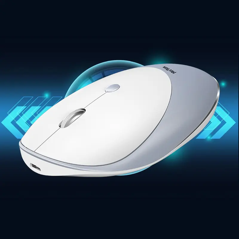 MEETION-MT-R600-S WHITE Wireless Mouse R600 with 1600 DPI MEETION Rechargeable Wireless Mouse R600 with 1600 DPI, 10m Wireless Range, 2.4GHz Transmission, Mute Buttons, Auto Sleep, and Slim Design | SILVER WHITE