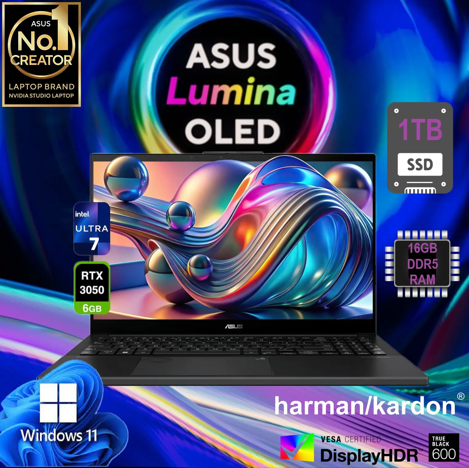 90NB13C1-M00050 Vivobook Pro 15 OLED Ultra 7 155H RTX 3050 ASUS Vivobook Pro 15 OLED Intel® Core™ Ultra 7 Processor 155H | 16Gb DDR5 RAM ; 1TB NVMe™ SSD | RTX™ 3050 6GB + Intel® Arc™ Graphics | 15.6" FHD OLED HDR Display 60Hz 0.2ms | Backlit Chiclet Keyboard | Windows 11 | Q533MJ Earl Gray