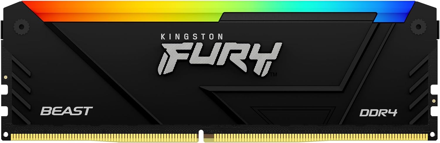 RAM Kingston Fury Beast RGB 8GB 3200MT/s DDR4 CL16 DIMM Computer Memory KF432C16BB2A/8 , Infrared Sync Technology ,Intel XMP Certified and AMD Ryzen