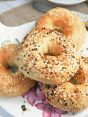 Air fryer bagels served on a platter.