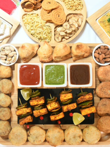 Indian vegetarian party platter board.