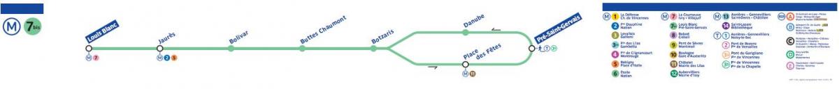 نقشه از پاریس مترو خط 7bis