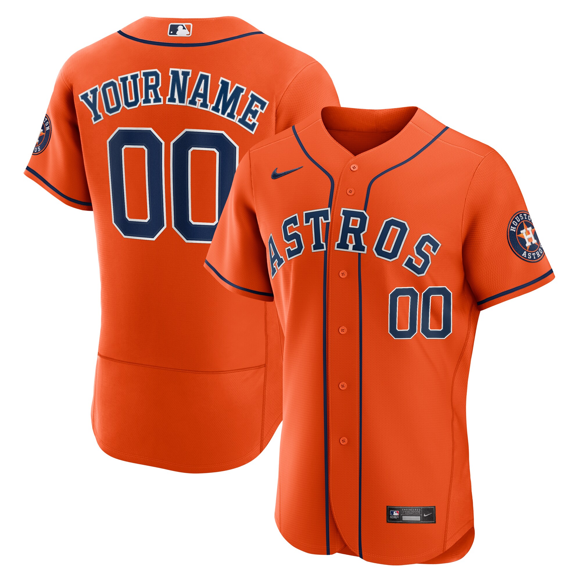 Men's Houston Astros Nike Orange Alternate Authentic Custom Jersey