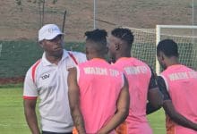 Collins Mbesuma talking to Venda FC players