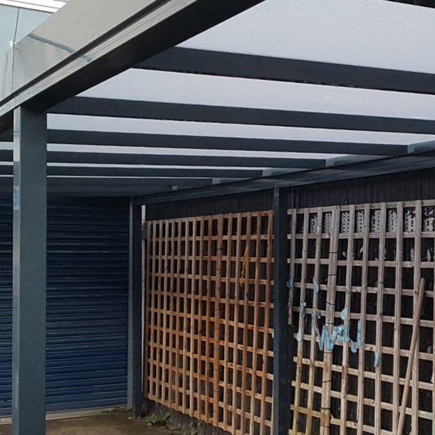 1.6m projection walkway roof anthracite grey polycarbonate