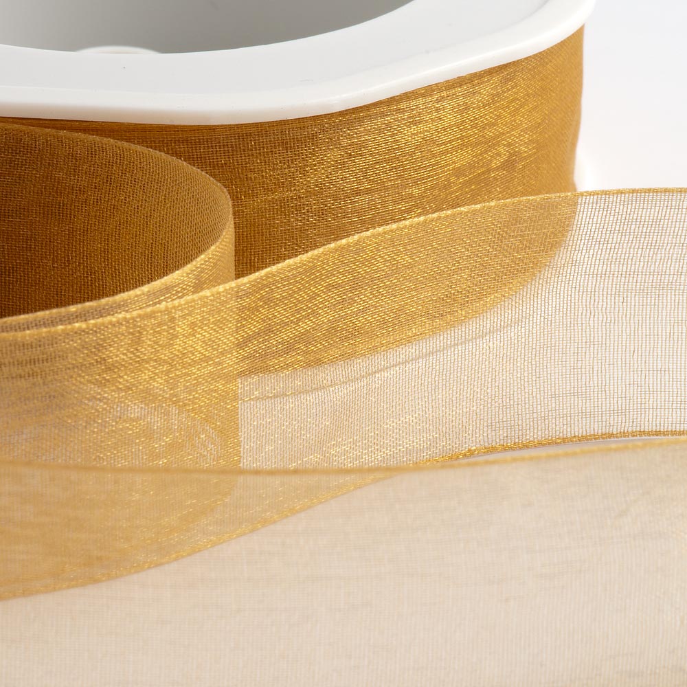 7mm Antique Gold Organza Ribbon 50M