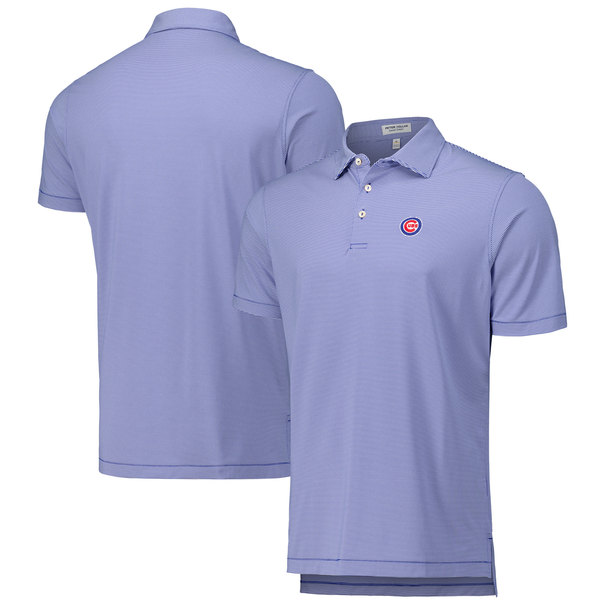 Men's Peter Millar Royal Chicago Cubs Jubilee Stripe Stretch Jersey Polo