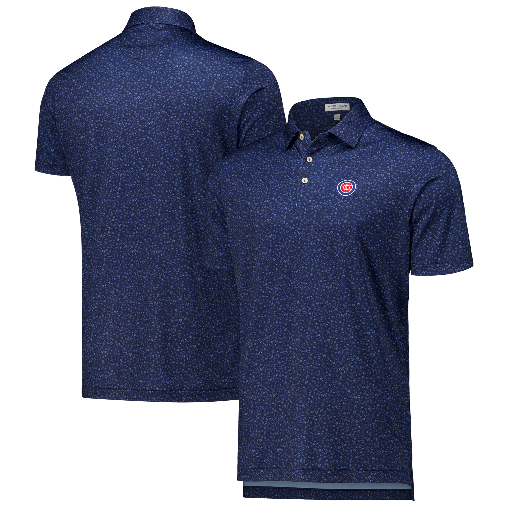 Men's Peter Millar Navy Chicago Cubs Batter Up Performance Jersey Polo