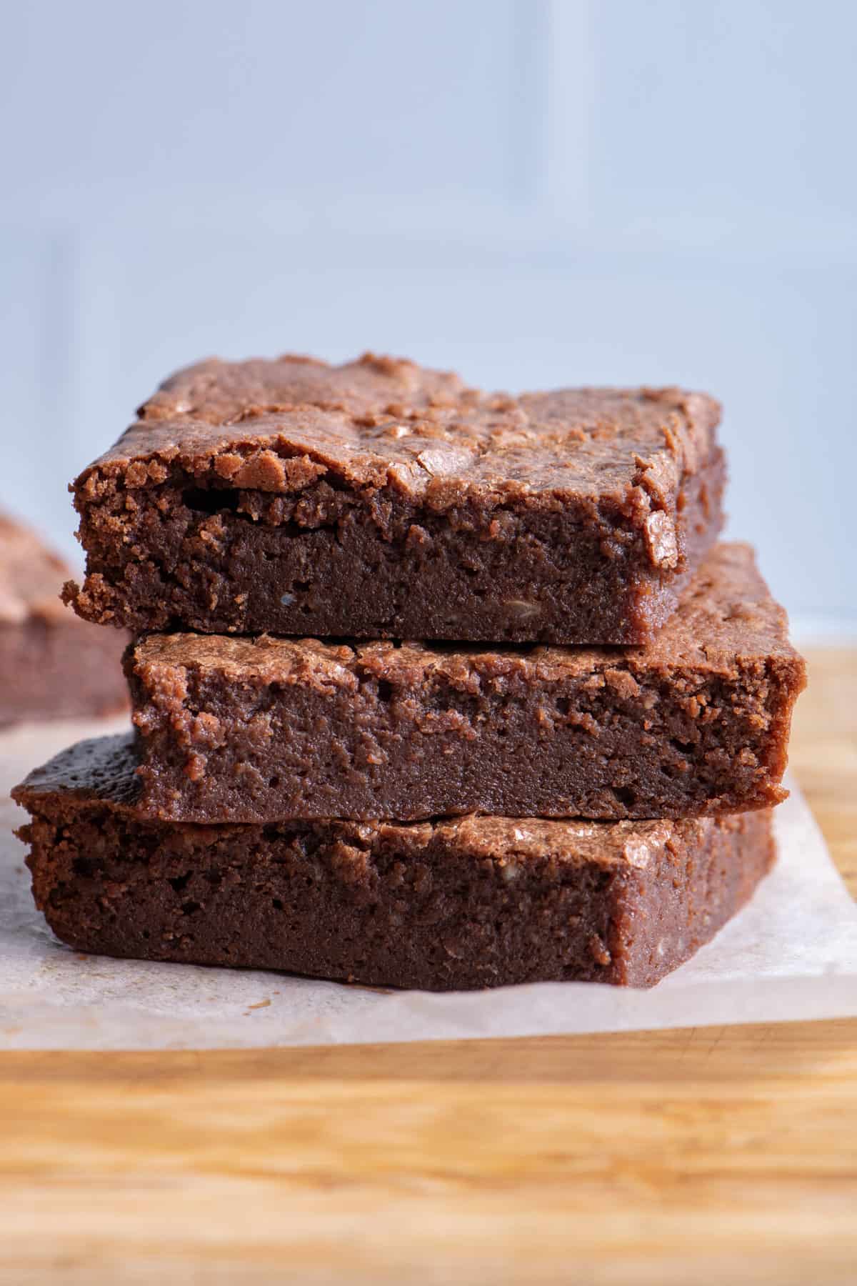 Stack of 3 greek yogurt brownies