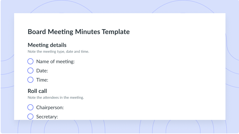 Board Meeting Minutes Template