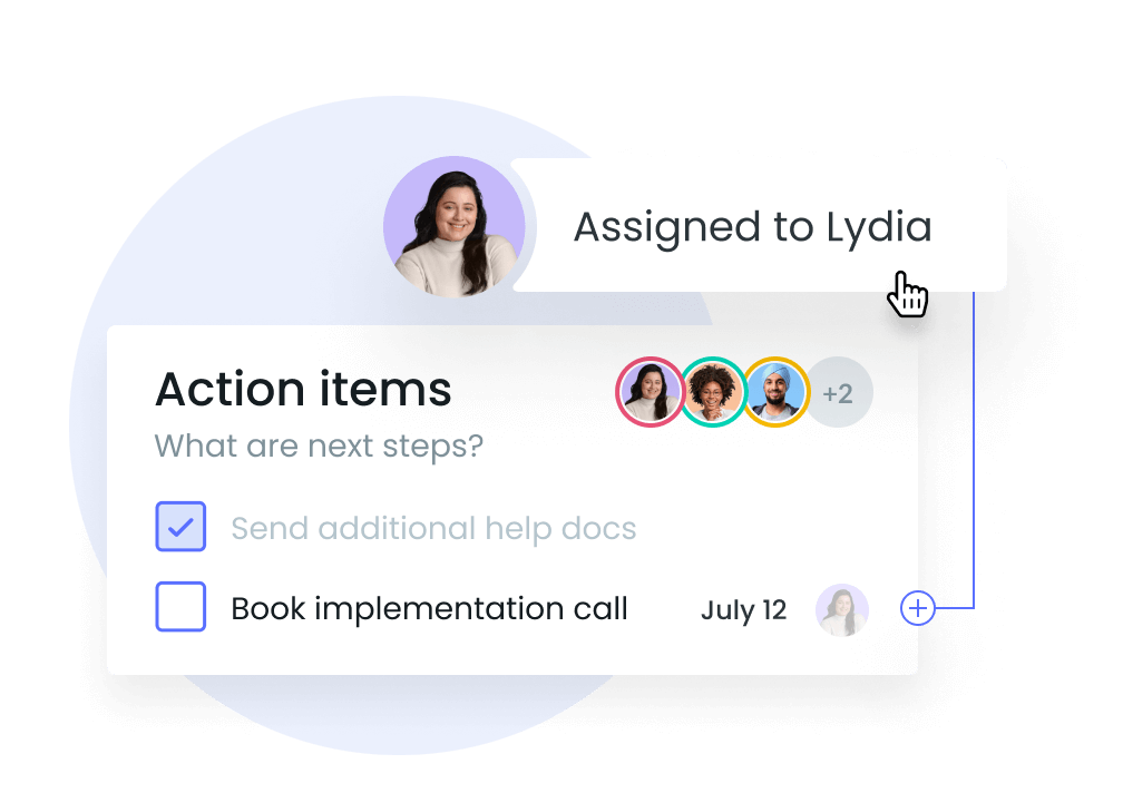 Action item assigned to Lydia during a meeting