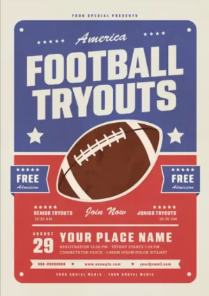 Football Tryouts Event Flyer Template