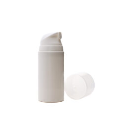 100ml White PP Plastic Airless Bottles with 48mm White Airless Pump & Clear Overcap