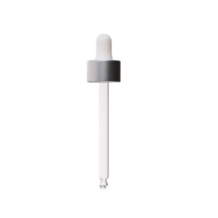 20-400 Matte Silver Dropper with Matte White Rubber Bulb 91mm Bulb Tip Glass Pipette