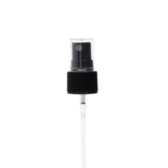 20-410 Black PP Plastic Ribbed Skirt Fine-Mist Sprayer with 80mm Dip Tube - view with cap