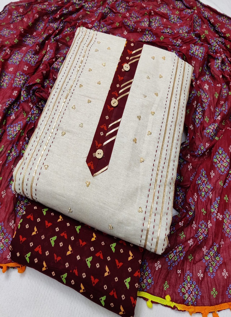 Sc 5044 Latest Designer Festive Wear Khadi Cotton Jaipuri Bandhani ...