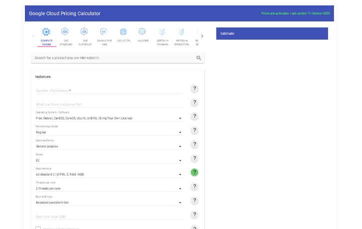 Google Cloud Pricing Calculator