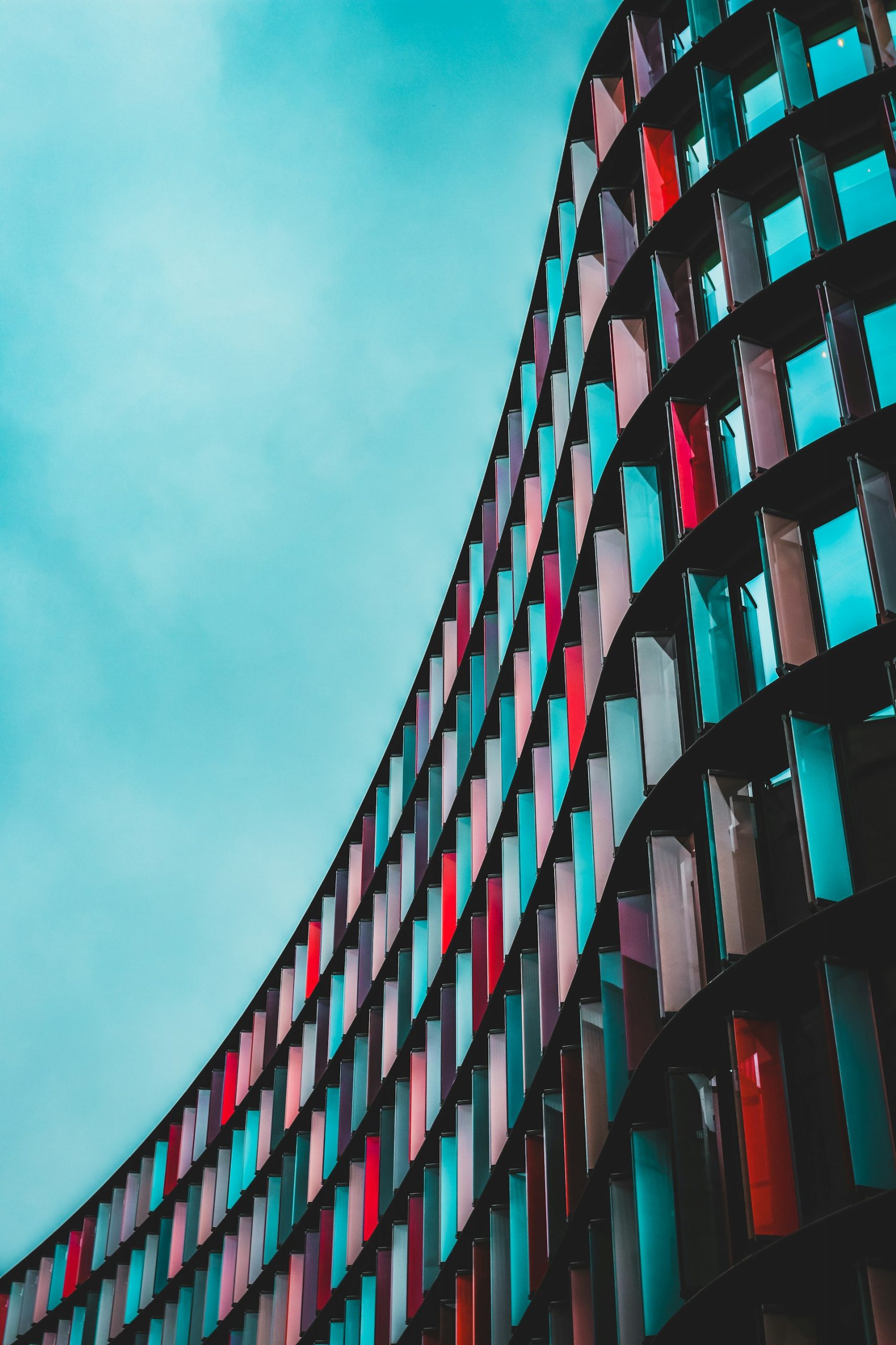 abstract red and blue building