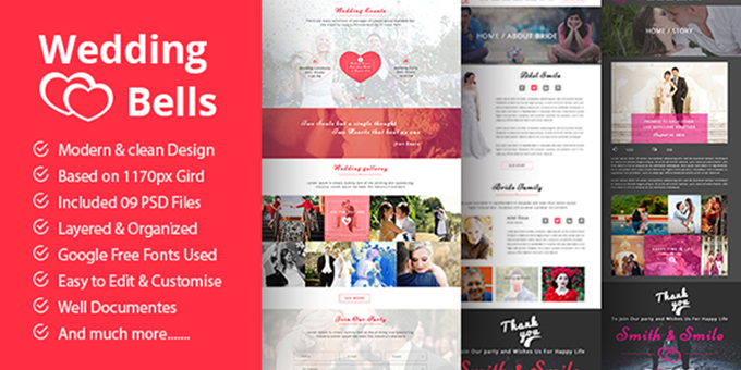 Wedding Bells PSD Template - Themes | CodeGrape