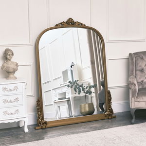 Extra Large Arch Antique Gold Ornate Overmantle Mirror - 1.52m x 1.28m