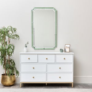 Rectangle Green Glass Art Deco Wall Mirror 60cm x 100cm