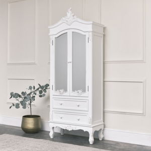 Antique White Mirrored Closet - Pays Blanc Range