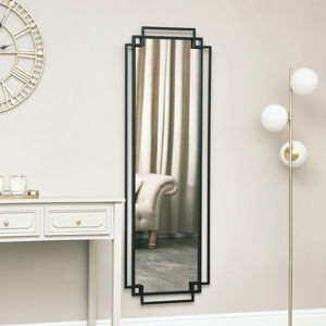 Black Art Deco Wall Mirror 142cm x 47cm