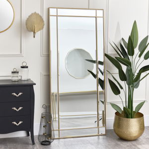 Large Gold Framed Art Deco Wall / Leaner Mirror 80cm x 180cm 