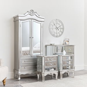 Mirrored Closet, Chest of Drawers & Pair of 3 Drawer Bedsides - Tiffany Range