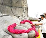 Tamil Nadu Chief Minister MK Stalin pays homage to the Ayyan Thiruvalluvar statue