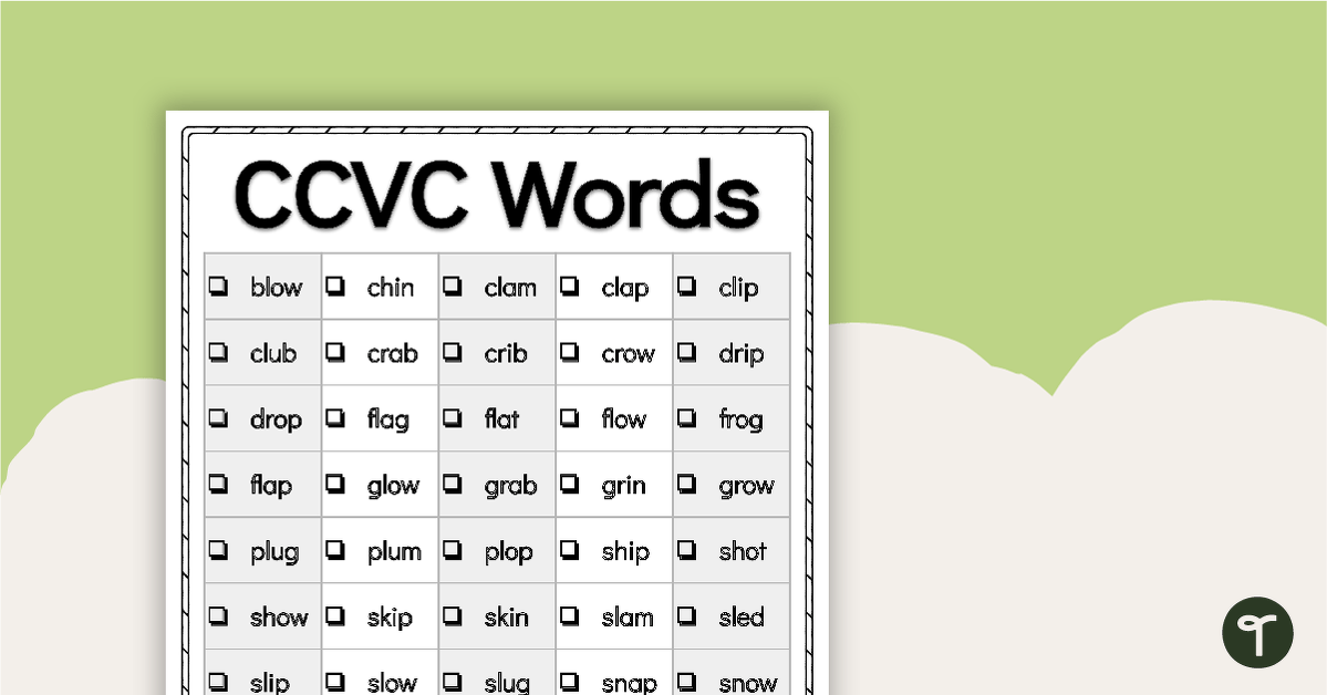 Word Study List - CCVC Words teaching resource