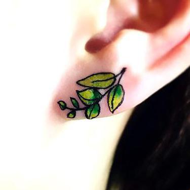 Leaves Earring Tattoo