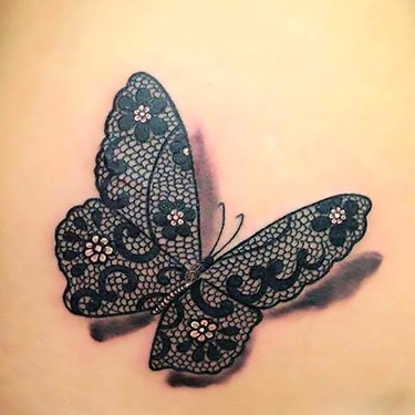 3D Lace Butterfly Tattoo