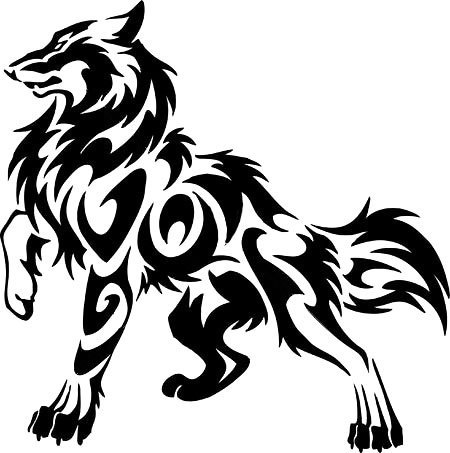 Cool Tribal Wolf Tattoo Design