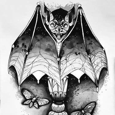 Tattoo Bat Metal Prints for Sale  Redbubble