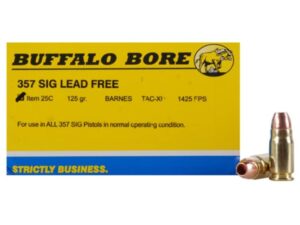 Buffalo Bore Ammunition 357 Sig 125 Grain Barnes TAC-XP Hollow Point Low Flash Lead-Free Box of 20 For Sale