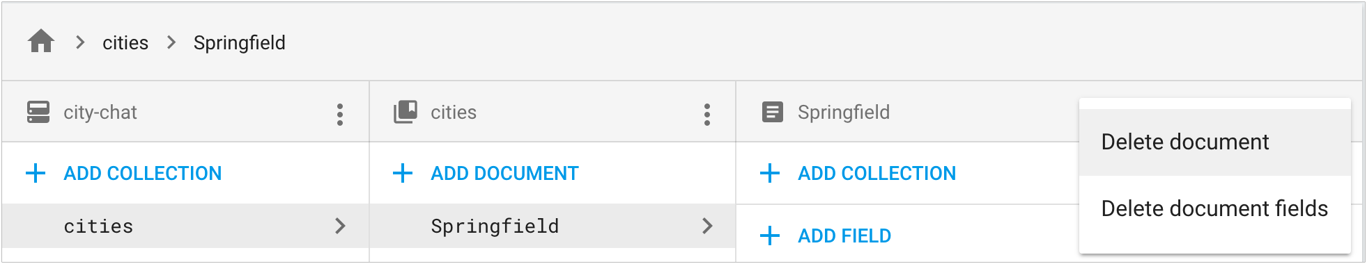 Click Delete document or Delete document fields from the context menu in the document details column